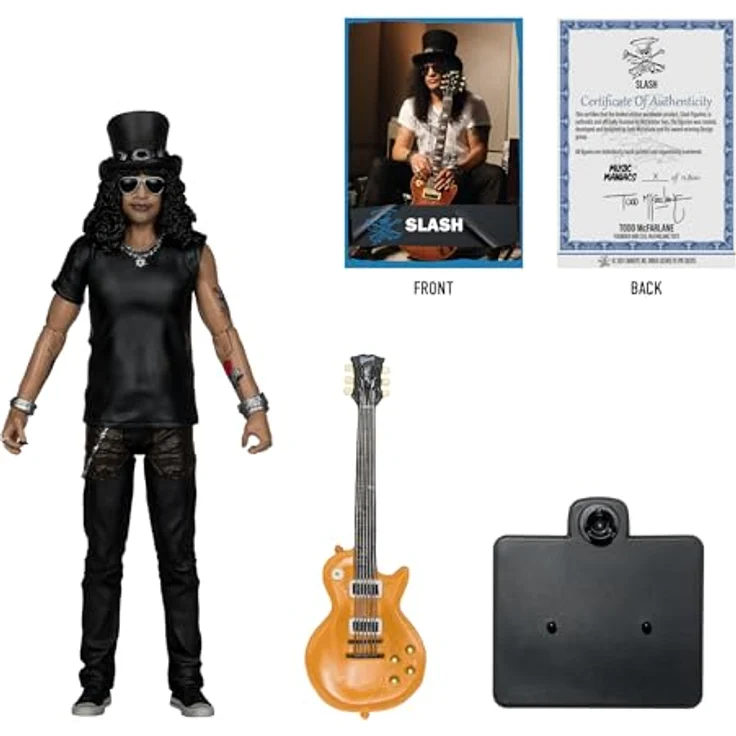 McFarlane Toys Music Maniacs Rock Slash, 15,2 cm große Actionfigur mit Gitarre und nummeriertem Echtheitszertifikat – Bild 4