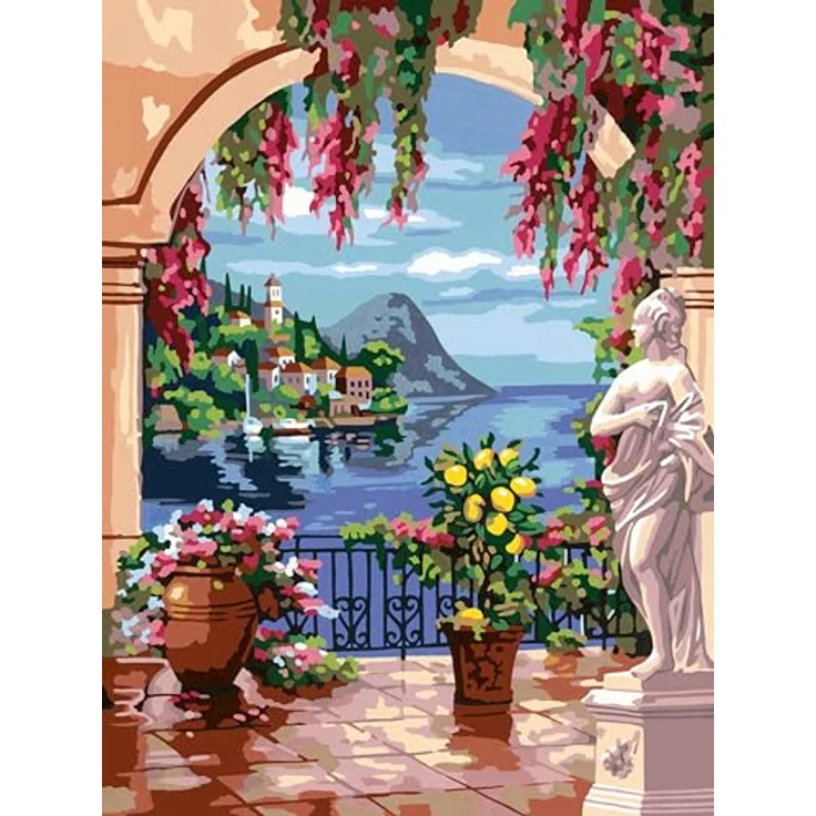 Ravensburger Malen nach Zahlen CreArt, Lago Maggiore, für Erwachsene, Made in Europe, Acrylfarben-Set – Bild 2