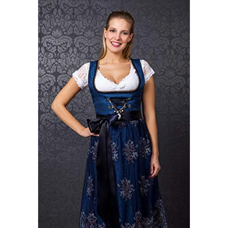 Edelnice Dirndl Josepha, Dirndlkleid in Midi Länge mit Perlen und Pailetten, bordeaux – Bild 9