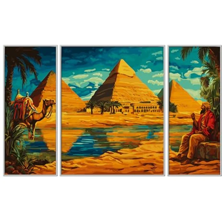 Schipper MNZ - Ägypten, Triptychon-Malvorlage mit 36 Acrylfarben und Pinsel, 50 x 80 cm – Bild 3
