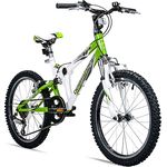 Bergsteiger Montreal 20, 24 Zoll Kinderfahrrad, geeignet für 6,7, 8, 9, 10, 11, 12, 13 Jahre, Shimano 18 Gang-Schaltung, Mountainbike mit Vollfederung, Jungen-Fahrrad, Mädchen-Fahrrad