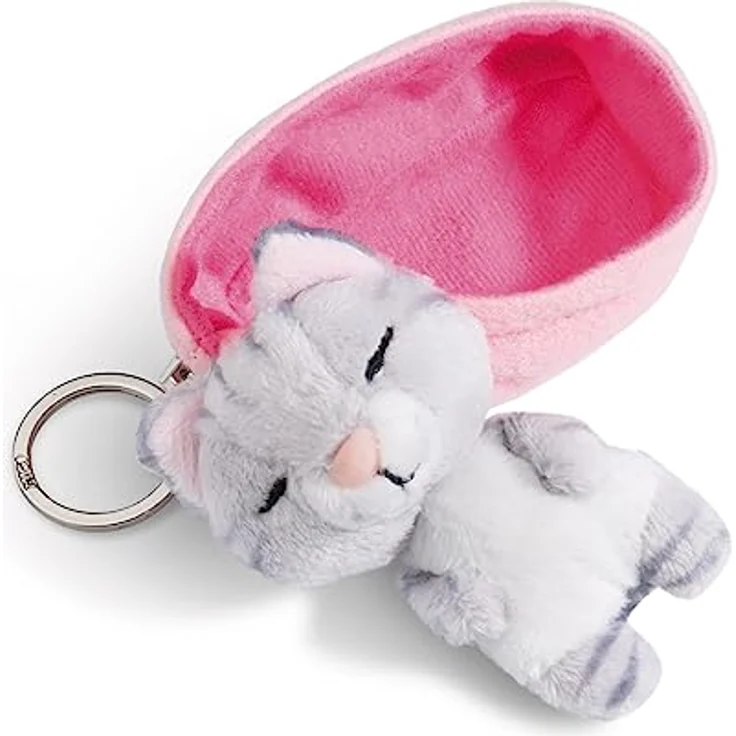 NICI 48841 Schlüsselanhänger Sleeping Pets Katze grau getigert 8cm – Bild 5
