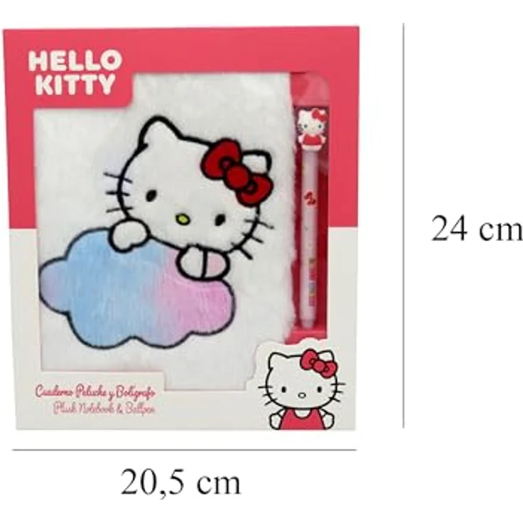 Hello Kitty Plüsch Notizbuch Set, Kreativset mit radierbarem Gelstift für Schule und Büro – Bild 6