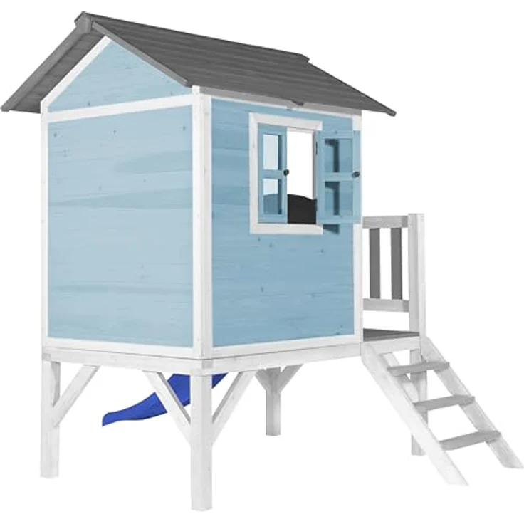 AXI Spielhaus Beach Lodge XL, Stelzenhaus aus FSC Holz in Blau mit Rutsche, 167 x 240 x 189 cm, für Kinder im Garten – Bild 5