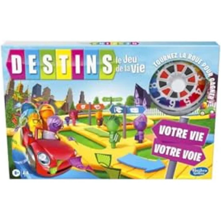 Hasbro Gaming Fr Destins le Jeu de la Vie, Gesellschaftsspiel für 2-4 Spieler, Französische Version mit bunten Spielsteinen