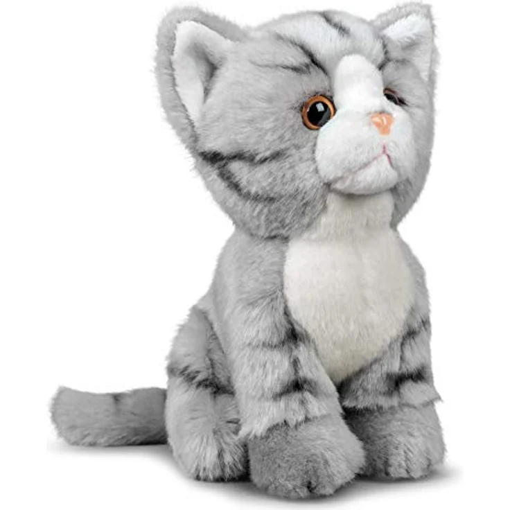 Animigos Plüschtier Katze grau tabby, Stofftier im realistischen Design, kuschelig weich, ca. 19 cm groß – Bild 2