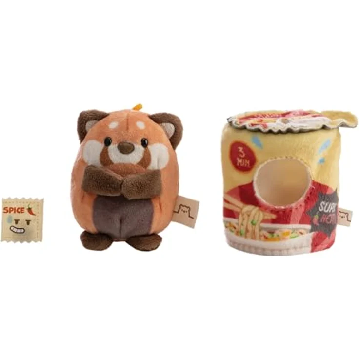 NICI Kuscheltier roter Panda Akai, 8cm Plüsch mit Gewürz & Instantnudel Kostüm, 3-in-1 Sammelfigur – Bild 4