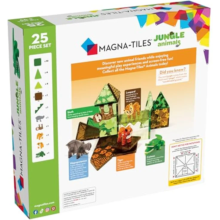 Magna-Tiles Jungle Animals 25-teiliges Set - magnetischen 3D-Bausteinen in klaren Farben, fördert spielerisches Lernen – Bild 2
