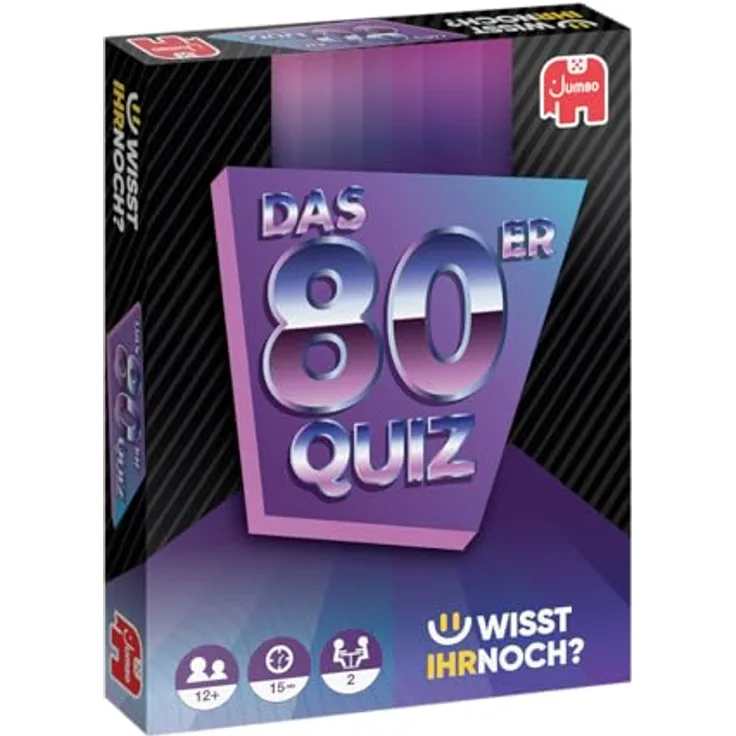 Jumbo Wisst Ihr Noch? Das 80er Quiz, Nostalgisches Fragespiel mit 200 Fragen zu Musik, TV & Kult, für 2 Spieler, geeignet ab 12 Jahren