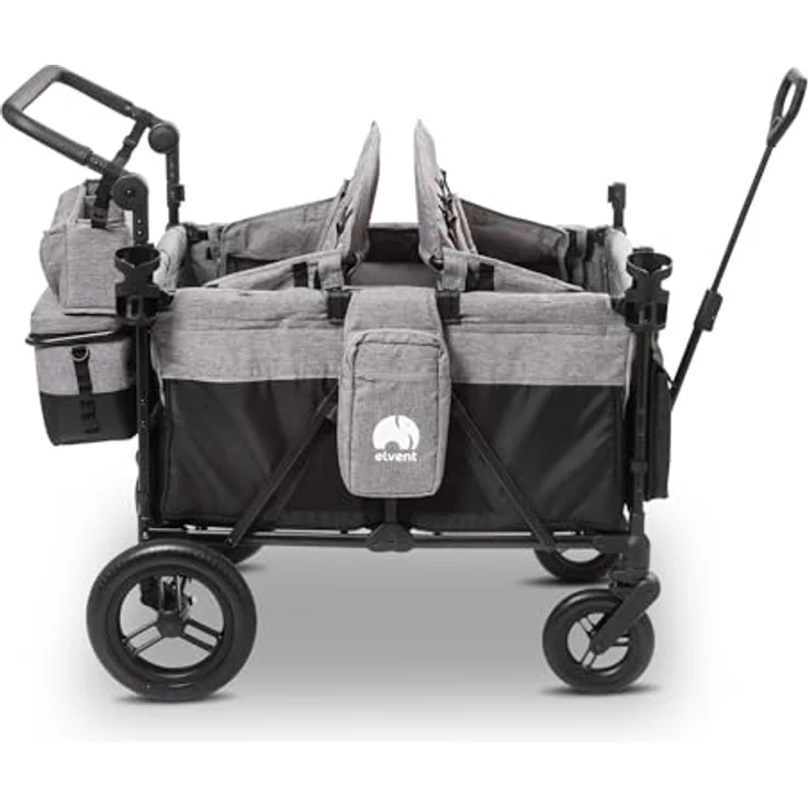elvent ComfortPlus 4 Kinderwagen 4-Sitzer – faltbar, bis 80 kg, Sonnendach, Sitzpolster, 5-Punkte-Gurt, Fußbremse – Bild 5