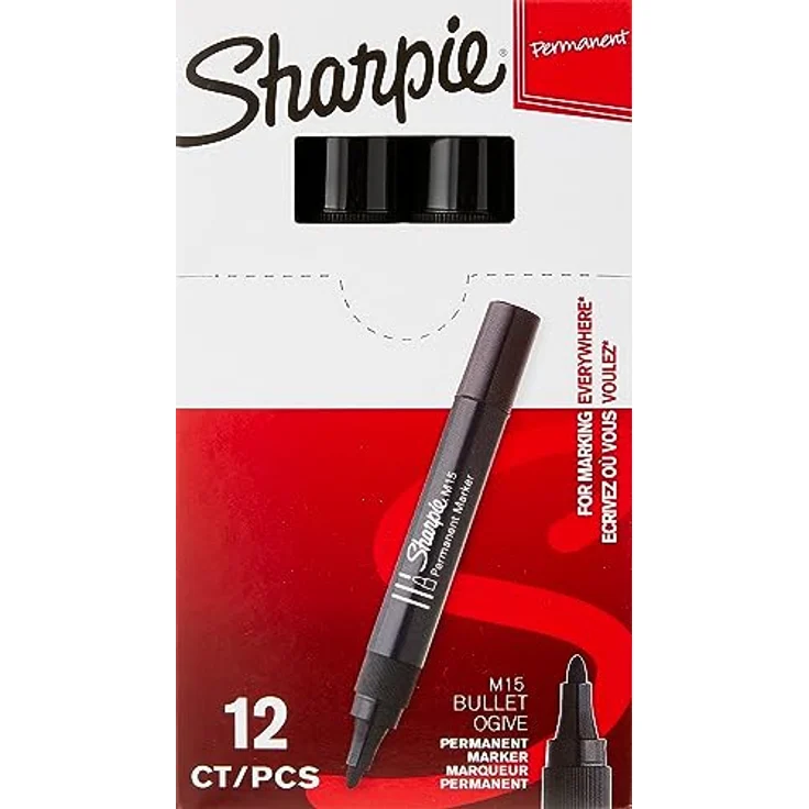 Sharpie M15 Permanentmarker | Patronenspitze | schwarz | 12er Box – Bild 3