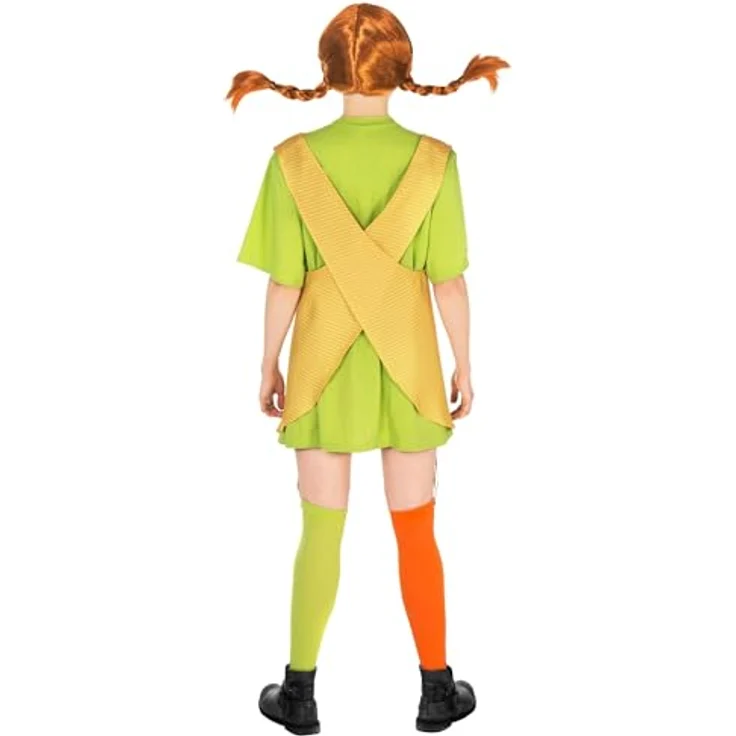 Maskworld Pippi Langstrumpf - Original Filmkostüm für Erwachsene, 4-teilig, gelb/grün, X-Small, lizenziertes Design mit Baumwollshirt und Schürze – Bild 2