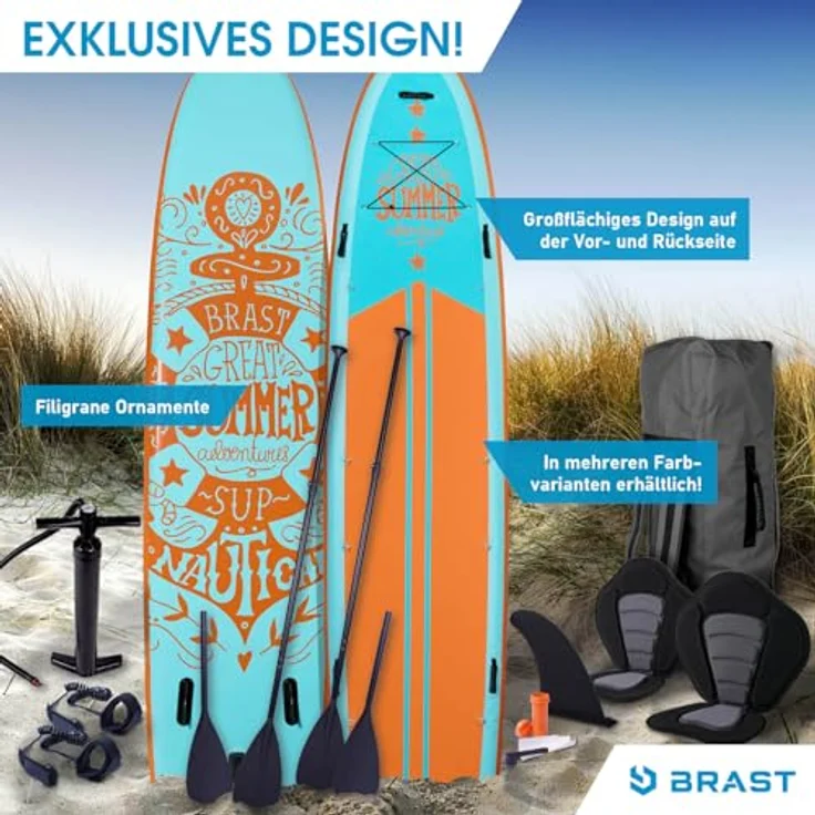 BRAST® SUP Board Family XXL | 370x87x15cm bis 210kg | Aufblasbar mit Zubehör | Summer – Bild 2