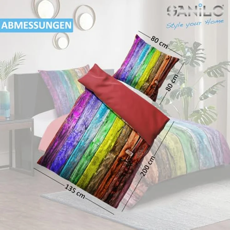 Sanilo® Bettwäsche 135x200 cm, 100% feinste Baumwolle, Rainbow, Oeko-TEX Zertifiziert – Bild 5