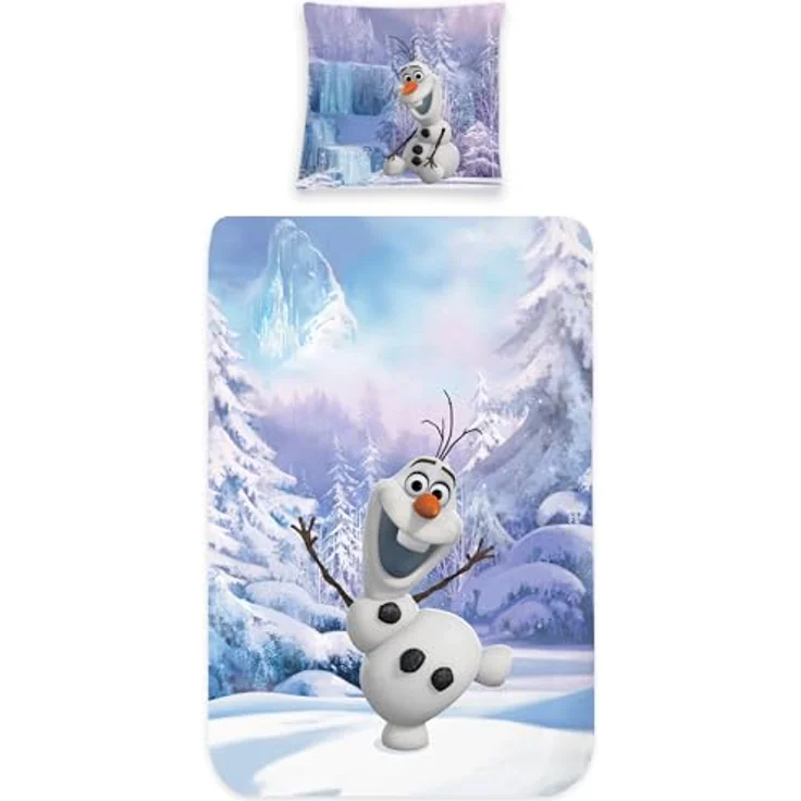 BERONAGE Frozen Kinder Bettwäsche Die Eiskönigin Olaf Der Schneemann 135 x 200 cm + 80 x 80 cm 100% Baumwolle Renforcé-Linon-Qualität Disney Elsa Anna Sven Kristoff Snowman Deutsche Größe – Bild 4