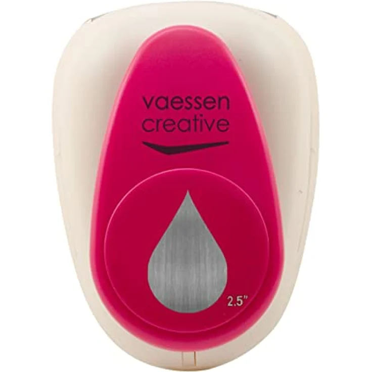 Vaessen Creative Motivstanzer Tropfen, 4.2 x 6.4 cm, für Bastel-, Ton-, und Scrapbookpapier, Weiß/Rosa – Bild 1
