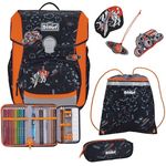 Scout Neo DIN Space Data 2024, 4-tlg. Schulranzen-Set mit ergonomischem Tragesystem und abnehmbarem Hüftgurt, 21,5 Liter Volumen