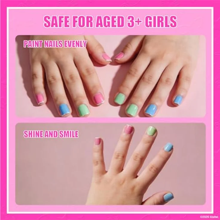 Townley Girl Barbie Nagellack Set mit Nageltrockner, ungiftig, 8 Farben, für Mädchen ab 3 Jahren – Bild 5