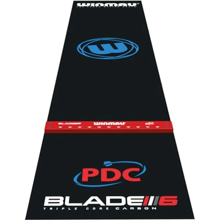 Winmau Dartmatte "Pro-Zone Precision PVC 8216", rutschfest, schwarz/blau/rot, 300 x 60 cm – Bild 1