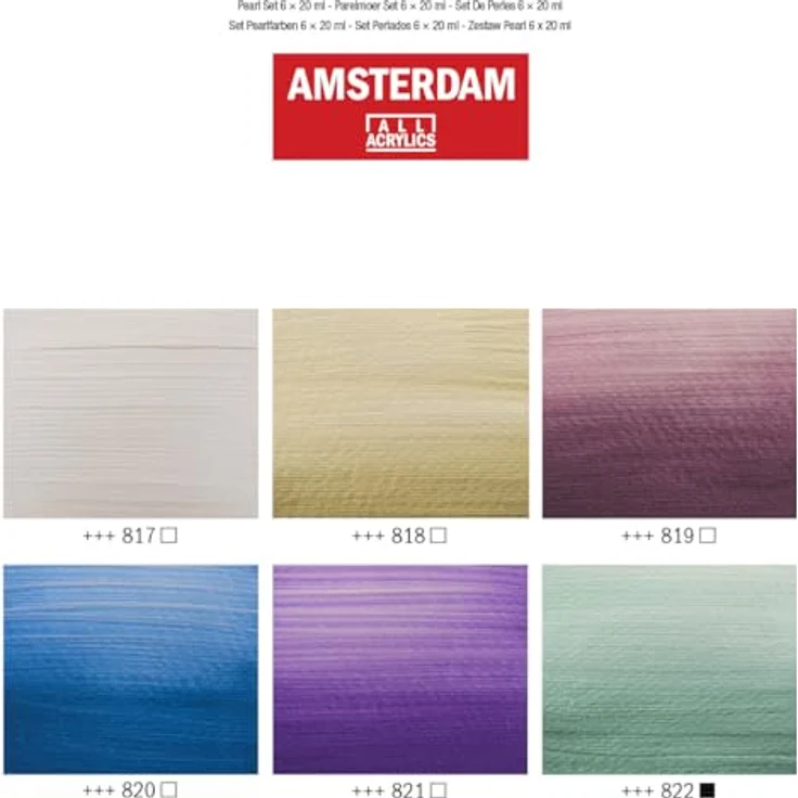 Amsterdam Standard Serie Acrylfarben Set, Perlfarben Set mit 6 glänzenden Perlglanzfarben, 6 x 20 ml Tuben – Bild 4