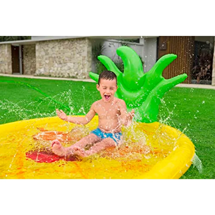 BESTWAY Wassermatte Sunny Pineapple, Planschbecken mit Wassersprinkler, 196x165 cm, strapazierfähiges PVC – Bild 4