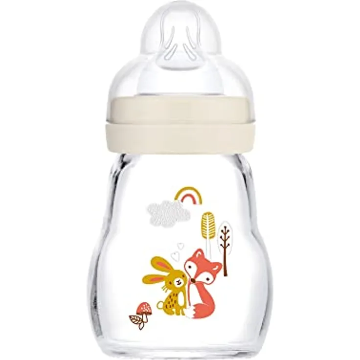 MAM Feel Good A161 Trinkflasche aus Glas, mit patentiertem SkinSoftTM Silikon, Ultraweiches Silikon, für Babys ab 0 Monaten, 170 ml