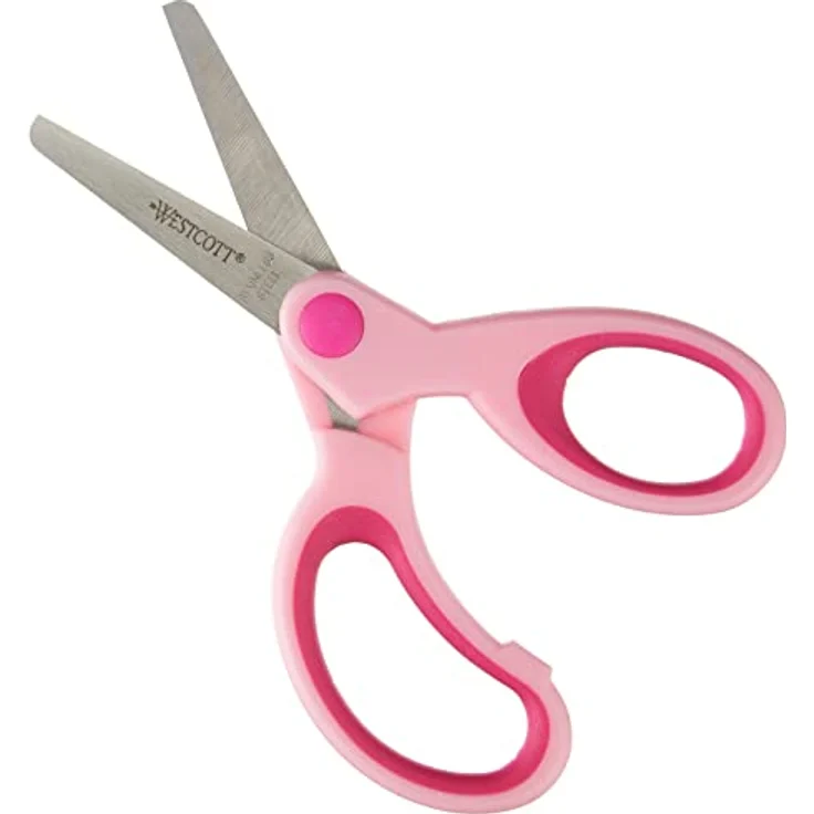 Westcott E-21580 00 Softgrip Kids Kinderschere für Rechtshänder, 13 cm, runde Spitze, pink – Bild 2
