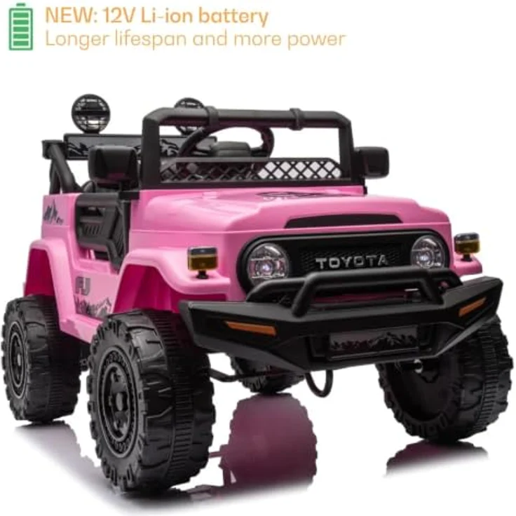 Toyota FJ Cruiser Elektrofahrzeug 12V, Kinderelektroauto mit Fernbedienung, für 1 bis 6 Jahre, rosa, MP3-Player, Sicherheitsgurt, 2 Motoren, max. 90 Minuten Fahrzeit – Bild 7
