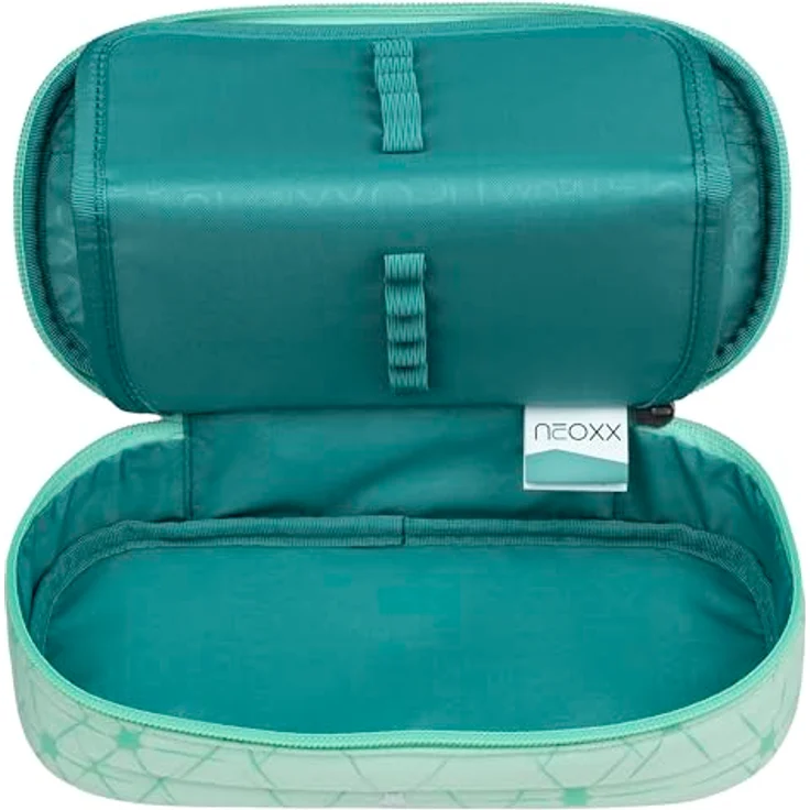 neoxx Jump Schlamperbox Mintastic, mit Reißverschluss, 10 Stifteschlaufen und Sichtfenster, aus recycelten PET-Flaschen, ideal für Schulbedarf und kreative Ordnung – Bild 2