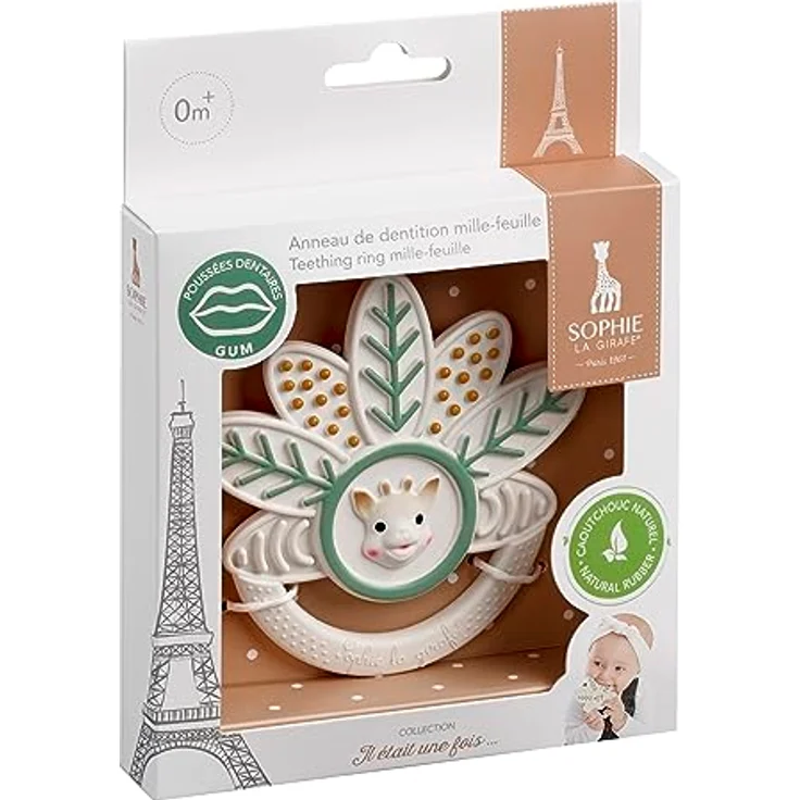 Sophie la girafe Mille-Feuille-Beißring, 5-Wege-Serie, 100% Naturkautschuk, für das Zahnen und den Geschmackssinn, Blätterbeißring, grün – Bild 3