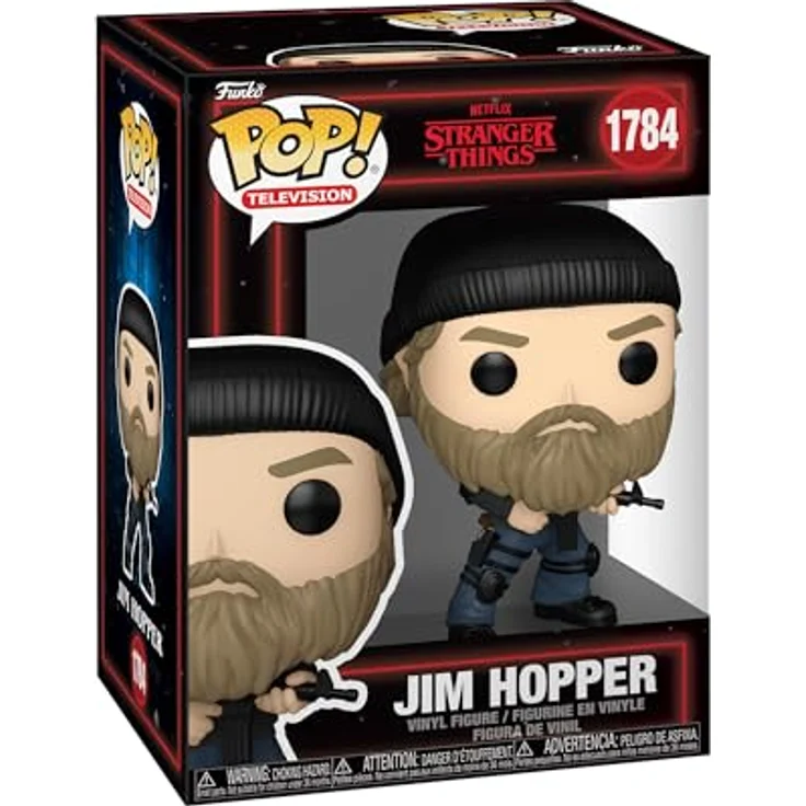 Funko POP! Vinyl Figur Television Stranger Things Jim Hopper 1784, ca. 9 cm groß, detailreich, Sammler Edition in Fensterbox – Bild 1