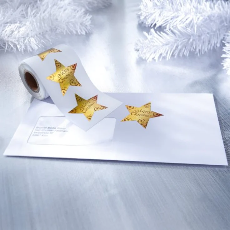 SIGEL Aufkleber Christmas Stars CS112, gold, selbstklebend, 200 Etiketten, 47,0 x 47,0 mm – Bild 3