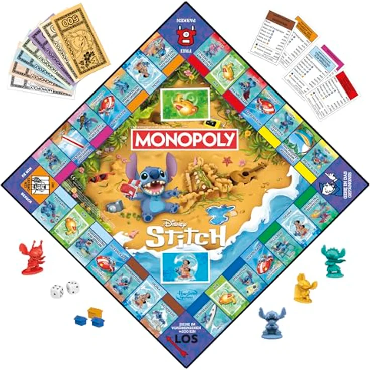 Monopoly Disney Stitch Edition Brettspiel - Deutsche Fassung, mit 4 einzigartigen Stitch Spielfiguren – Bild 3