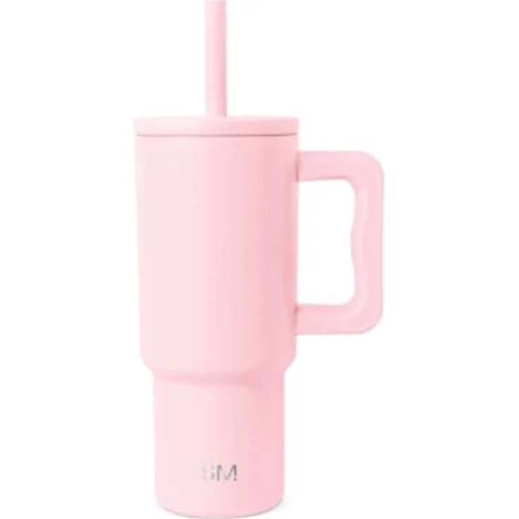Simple Modern Thermobecher Trek, isolierter Edelstahl-Trinkbecher mit Silikonstrohhalm und Griff, 710ml, blush – Bild 1