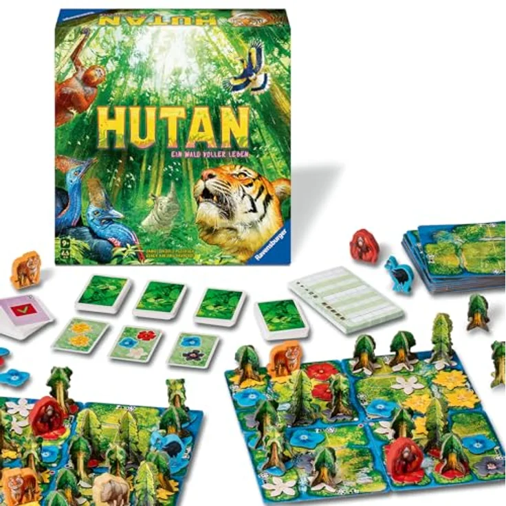Ravensburger Hutan, Familienspiel für 1-4 Personen im indonesischen Urwald mit farbenfrohen Blumen und riesigen Bäumen – Bild 1