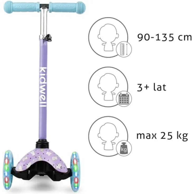 COIL Dreiradscooter, Kinderroller, Tretroller, Dreirad-Balance-Roller, Cityroller, ABEC-7-Lager, 3-stufige Lenkradverstellung, LED-Räder, Kitty – Bild 6