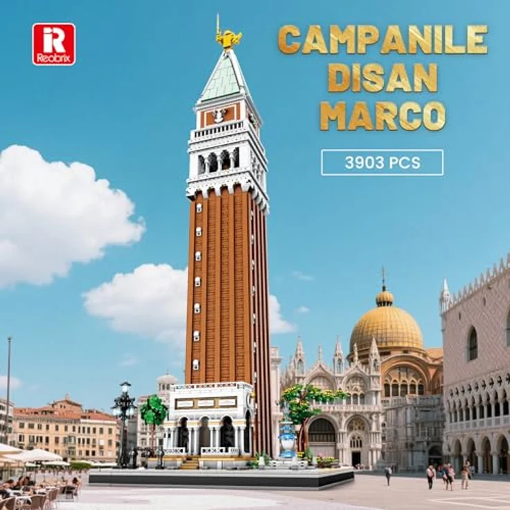 Reobrix YS-55013 Venedig Wahrzeichen Turm San Marco Campanile Modellset, 98 cm hoch, kreatives Klemmbausteinspielzeug für Erwachsene und Jugendliche ab 14 Jahren – Bild 2