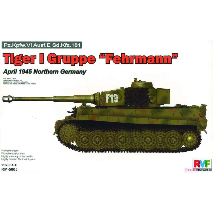 Rye Field Model Tiger I Gruppe "Fehrmann", detailgetreues Modellfahrzeug aus dem April 1945, hohe Qualität und Detailtreue – Bild 1