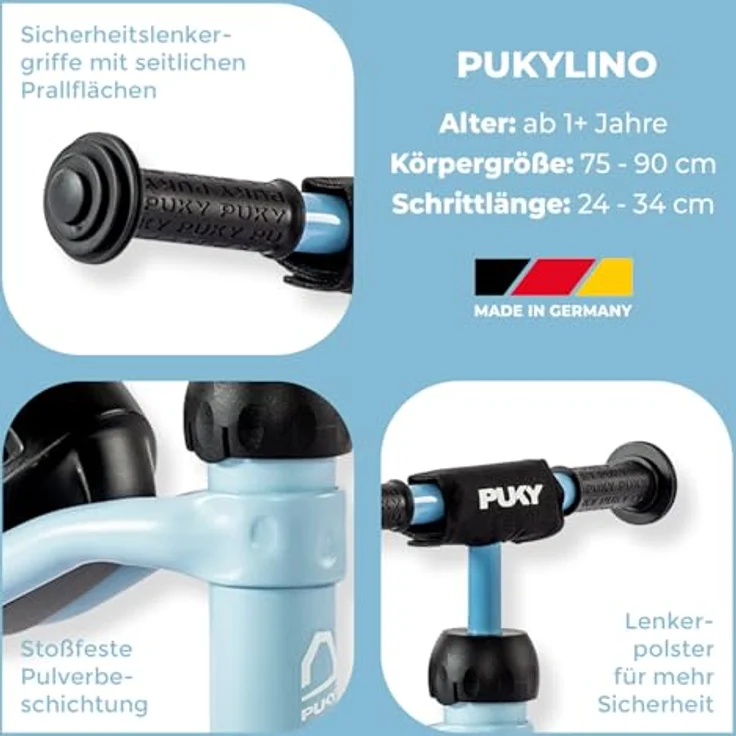 PUKY PUKYLINO Retro Blue, Indoor-Rutschfahrzeug für Kinder ab 1 Jahr, ergonomischer Sitz, Sicherheitslenkergriffe, pulverbeschichtet, leise Float-Laufräder – Bild 3