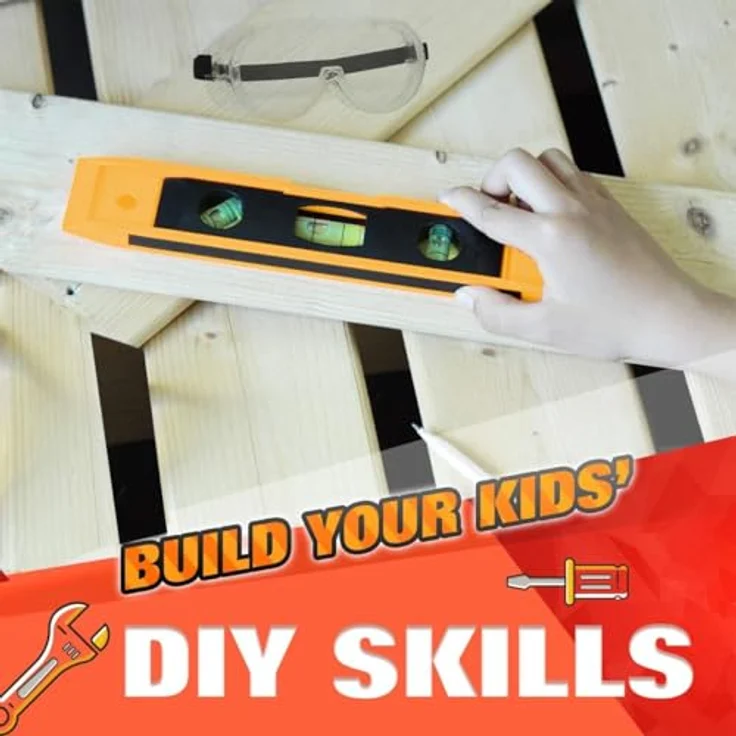 QeeHeng 22-teiliges Kinderwerkzeug-Set, echtes Metall mit Werkzeuggürtel, DIY für Jungen & Mädchen ab 6 Jahren, für Holzbearbeitung – Bild 4
