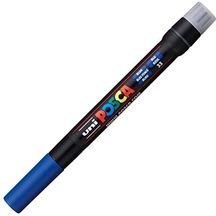 uni-ball POSCA 181651, Marker mit Pinselspitze, dunkelblau, wasserbasierte Pigmente für alle Oberflächen – Bild 1