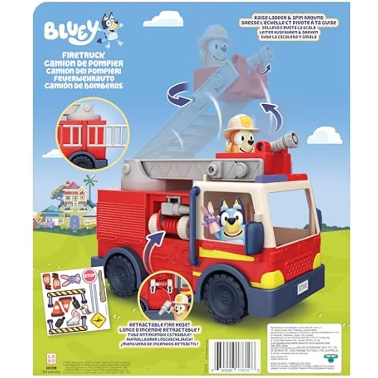 Moose Toys Rutscherauto BLAUES FEUERWEHRAUTO mit Leiter, Figuren und Stickerbogen – Bild 9