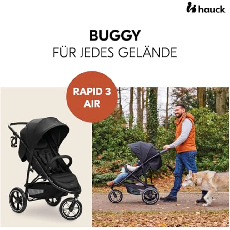 Hauck Kinder-Buggy Dreiradbuggy, Rapid 3 Air, black, Lufträder, bis 22 kg belastbar - Preisvergleich – Bild 2