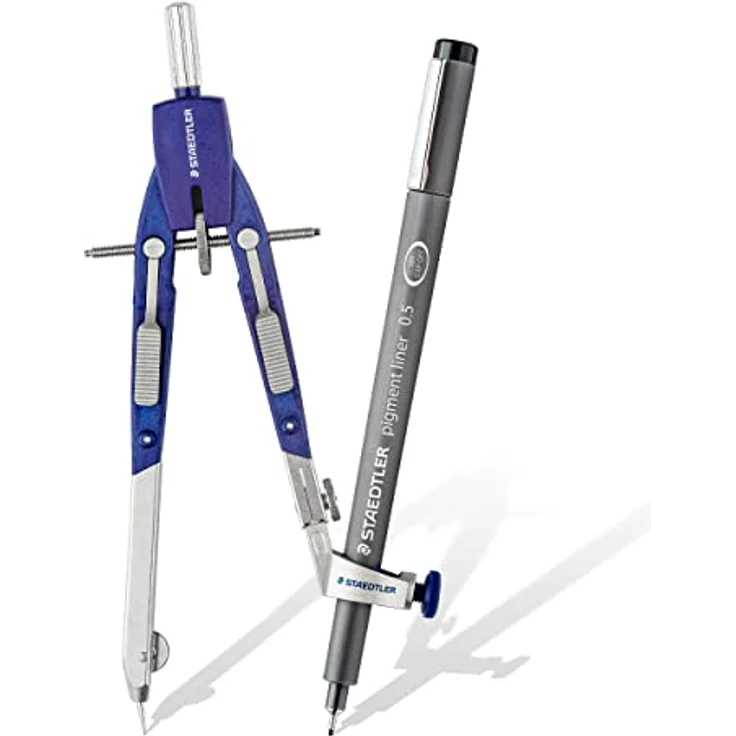 STAEDTLER Zirkel Mars Comfort, Schnellverstellung, mit Drucktasten und Spindelführung, exakt und präzise, Set mit Verlängerungsstange und Universaladapter, Etui mit Klappdeckel, 552 02 – Bild 3