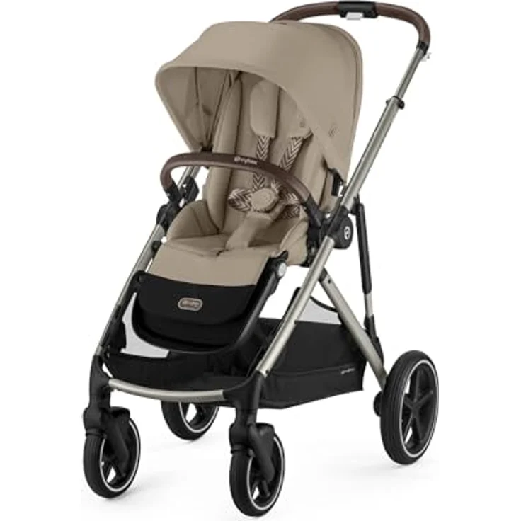 Cybex Gazelle S Kinderwagen, Goldtaupe/Mandelbeige, ergonomisch verstellbar mit XXL-Sonnenverdeck – Bild 2