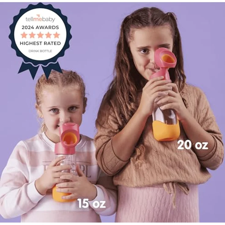 b.box TritanTM Wasser und Trinkflasche Kinder | Griffige Trinkflasche Kinder Auslaufsicher | Ideal Nach Strohhalm-Trinklernbecher | 450 ml, Blau – Bild 2
