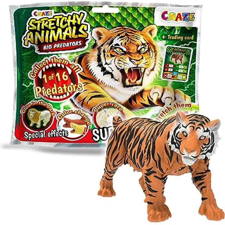 Craze STRETCHY ANIMALS - Big Predators, dehnbare Raubtierfiguren mit elastischer Haut und spezieller Füllung