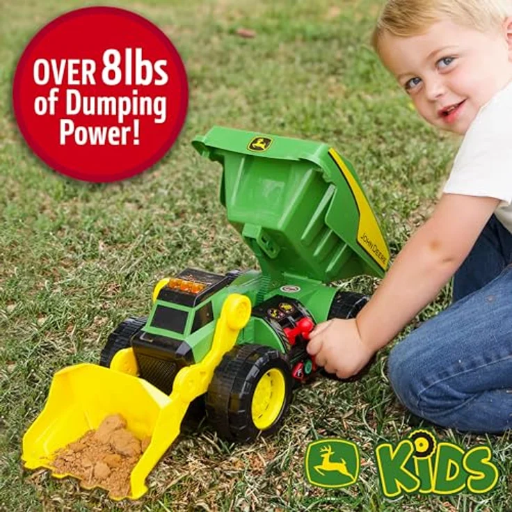 John Deere Maxx Power 2-N-1 Dig Rig, Aufsitz-Bagger-Spielzeug mit Lichtern und Sounds, grün-gelb – Bild 3