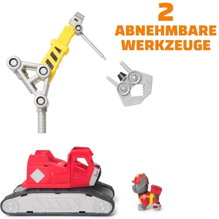 Spin Master Rubble & Crew - Chargers 2-in-1 Mega Kran, 25 cm mit abnehmbarer Baggerkralle, Presslufthammer und Charger Hundefigur, authentisches Design – Bild 3