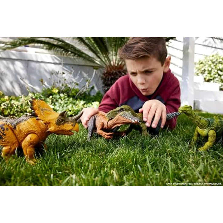 JURASSIC WORLD Wild Roar - Irritator Dinosaurier-Spielzeugfigur mit Brüllgeräusch, Angriffsbewegung und verborgenem Track-Code für AR Erlebnis, 13 cm, für Kinder ab 4 Jahren, HLP22 – Bild 2